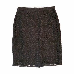 J Crew Pencil Skirt Black Lace Like Work Size 0